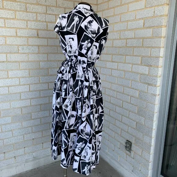Vintage 1980’s The King Elvis Presley Photoprint Cotton Custom DRESS 1950s Style